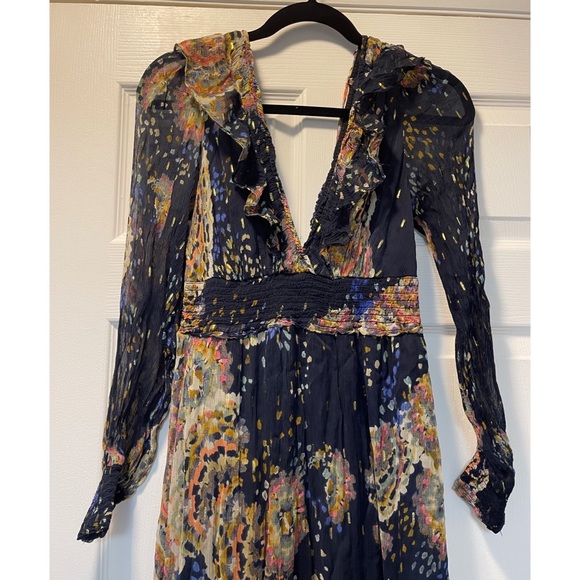 ANTHROPOLOGIE SMOCKED V
NECK MAXI DRESS Missing Tie In The Back - Picture 9 of 10